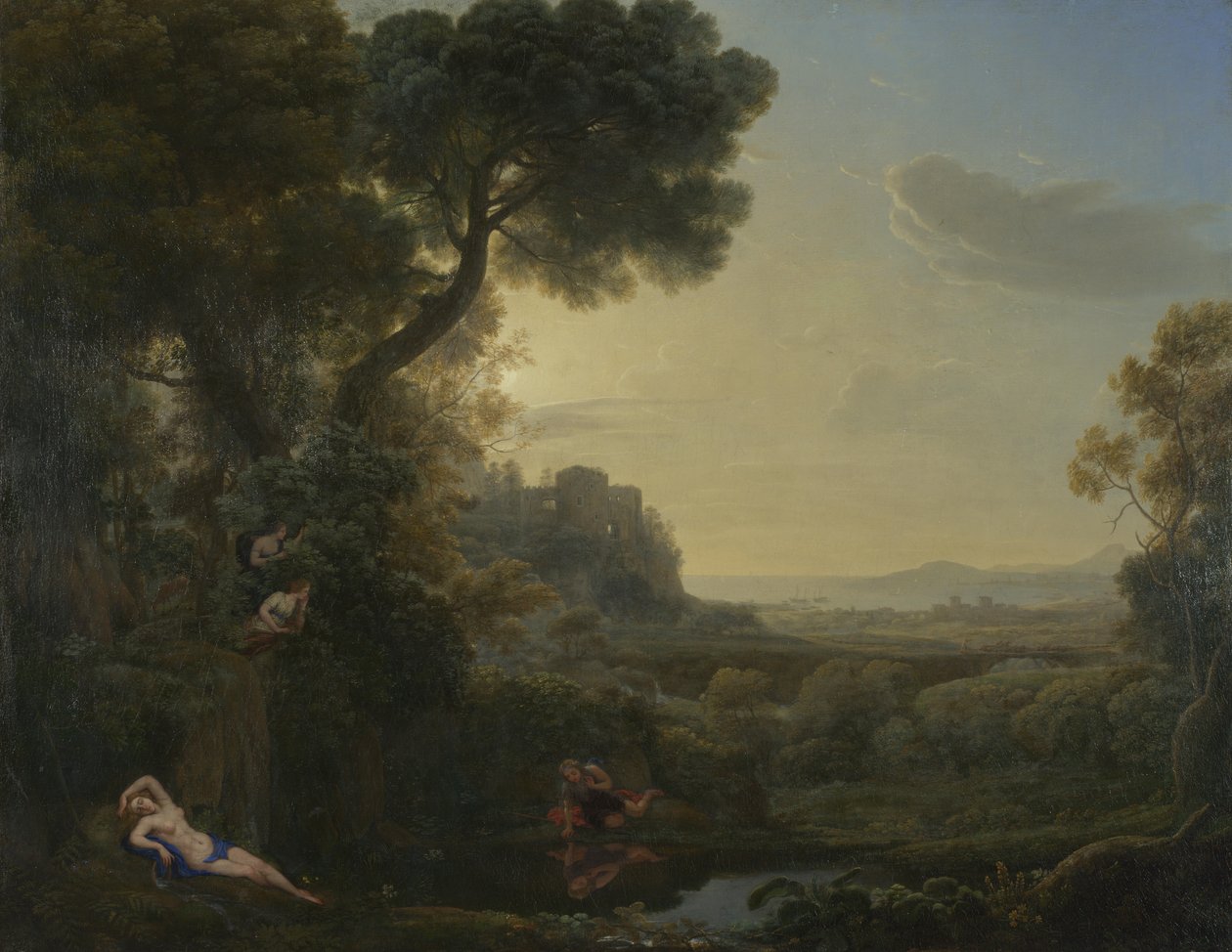Krajina s narcisem a ozvěnou, 1644 od Claude Lorrain