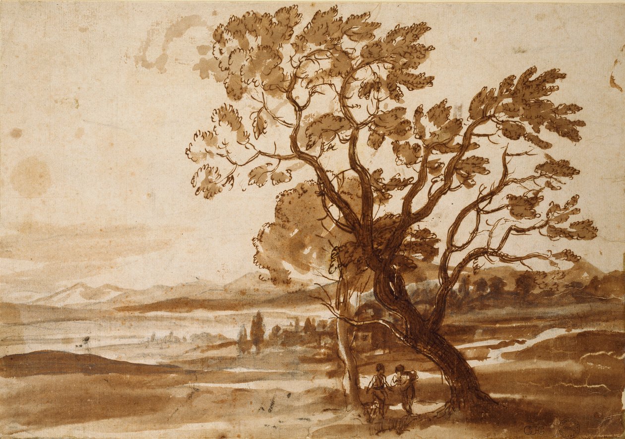 Krajina se dvěma stromy, c1638 od Claude Lorrain