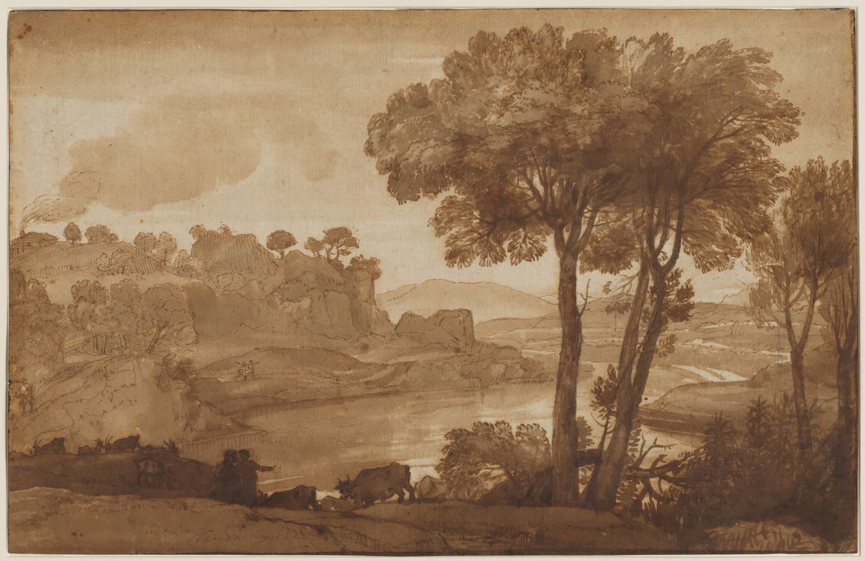 Pohled na Acqua Acetosa (recto) od Claude Lorrain