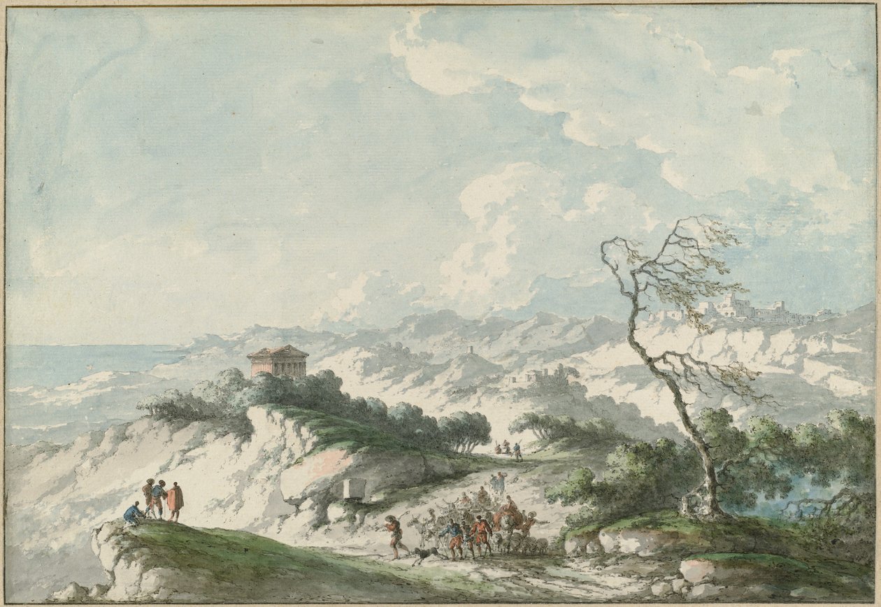 Druhý pohled na krajinu Agrigento od Claude Louis Chatelet