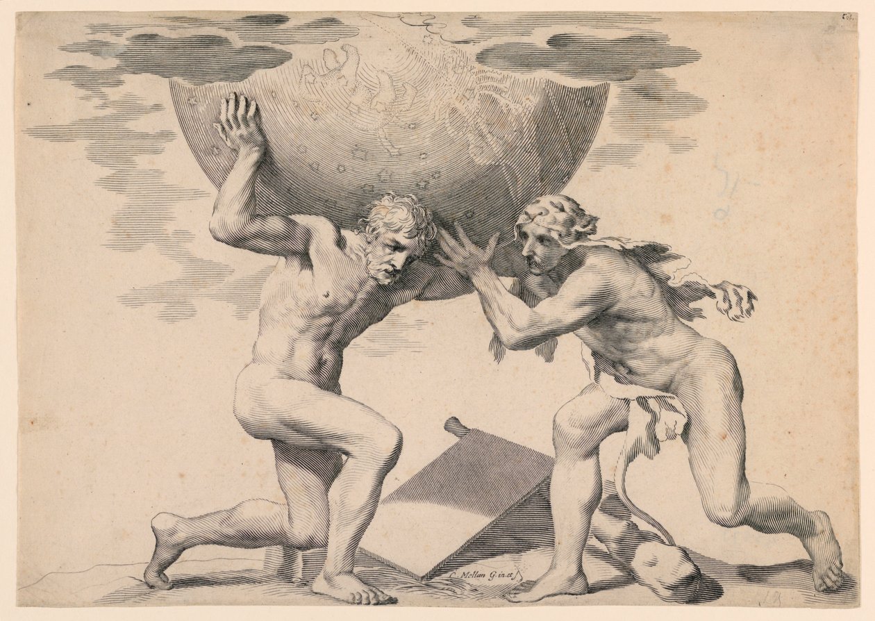 Herkules a Atlas od Claude Mellan