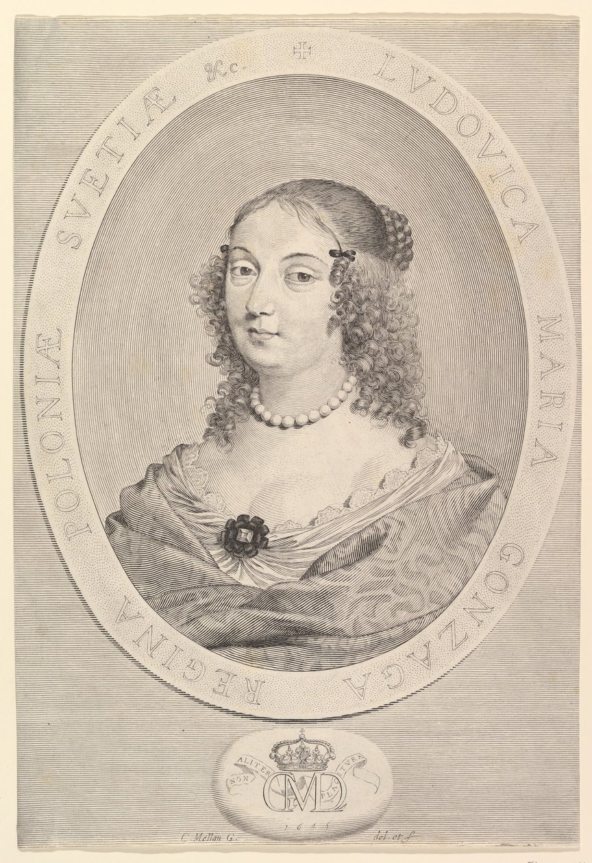 Ludovica Maria Gonzaga, královna Polska, 1645. od Claude Mellan