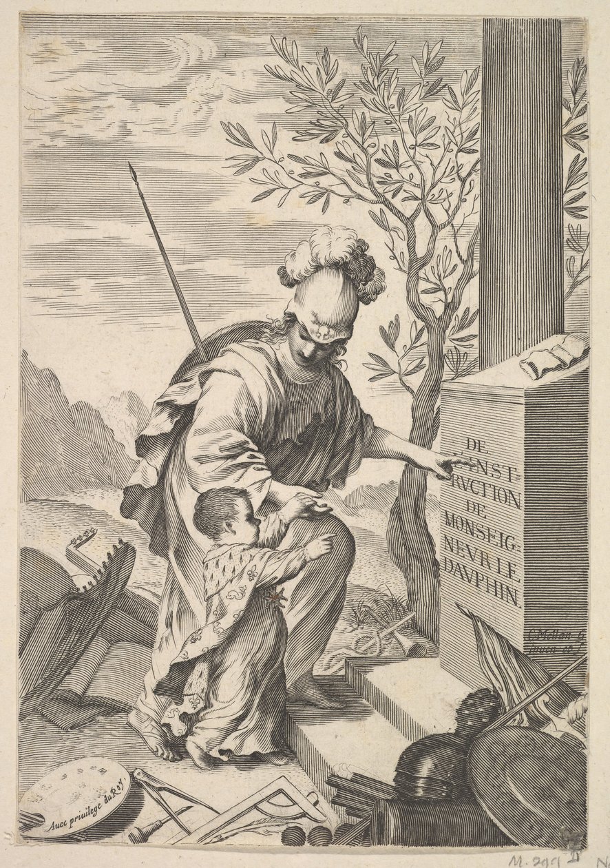 Minerva instruuje dauphina, 1640. od Claude Mellan