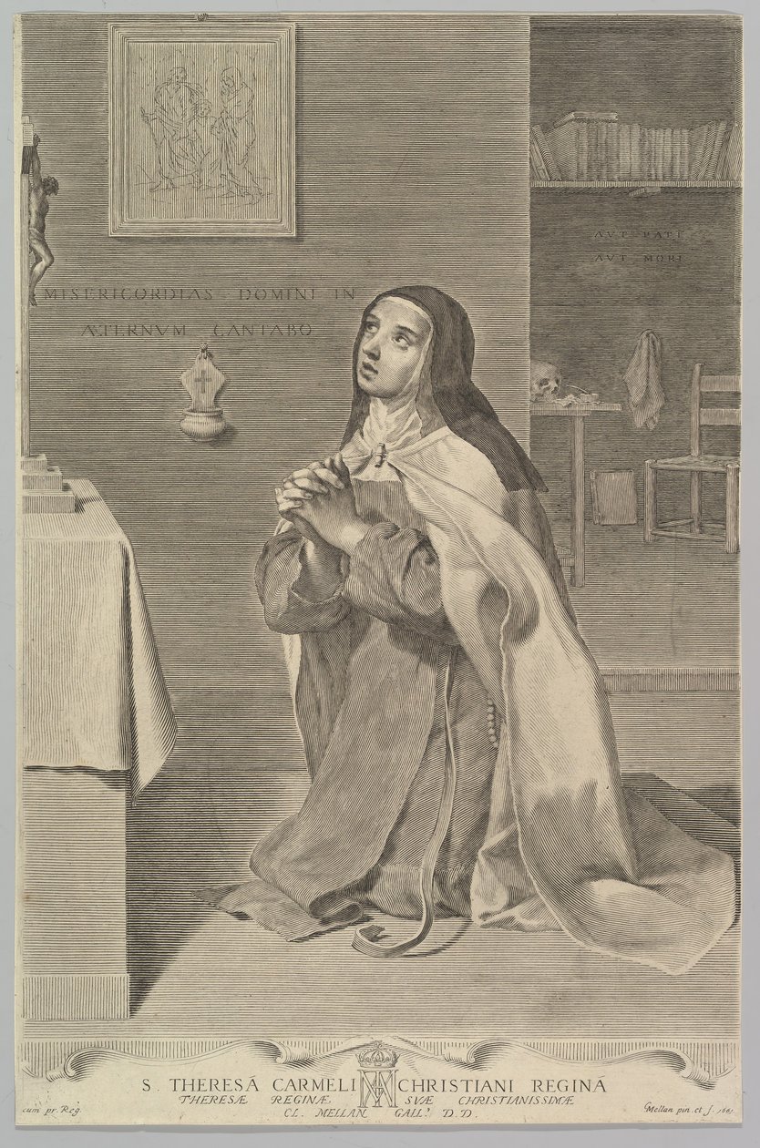 Svatá Terezie klečící v modlitbě, 1661. od Claude Mellan