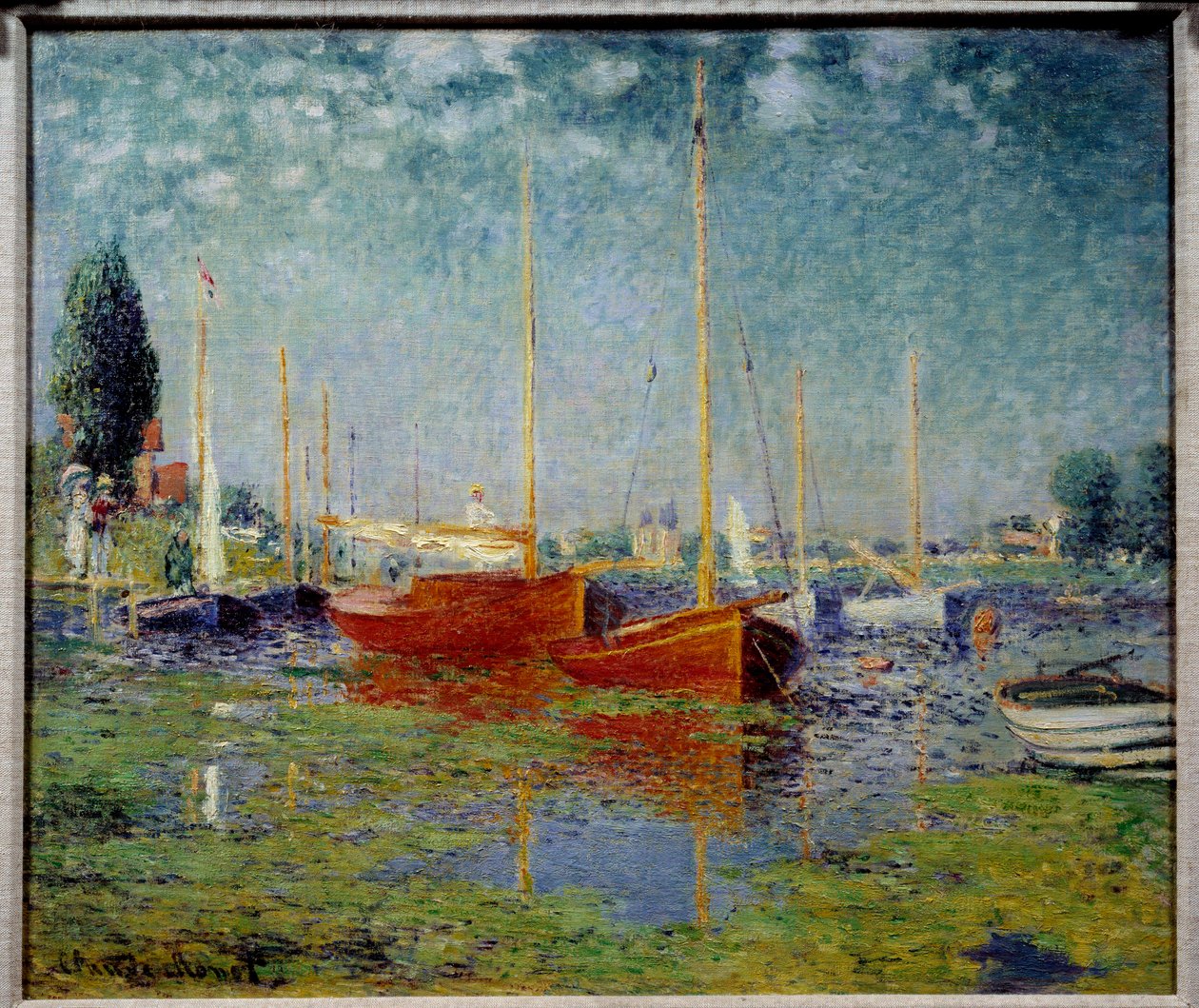 Argenteuil. Dvě červené plachetnice od Claude Monet