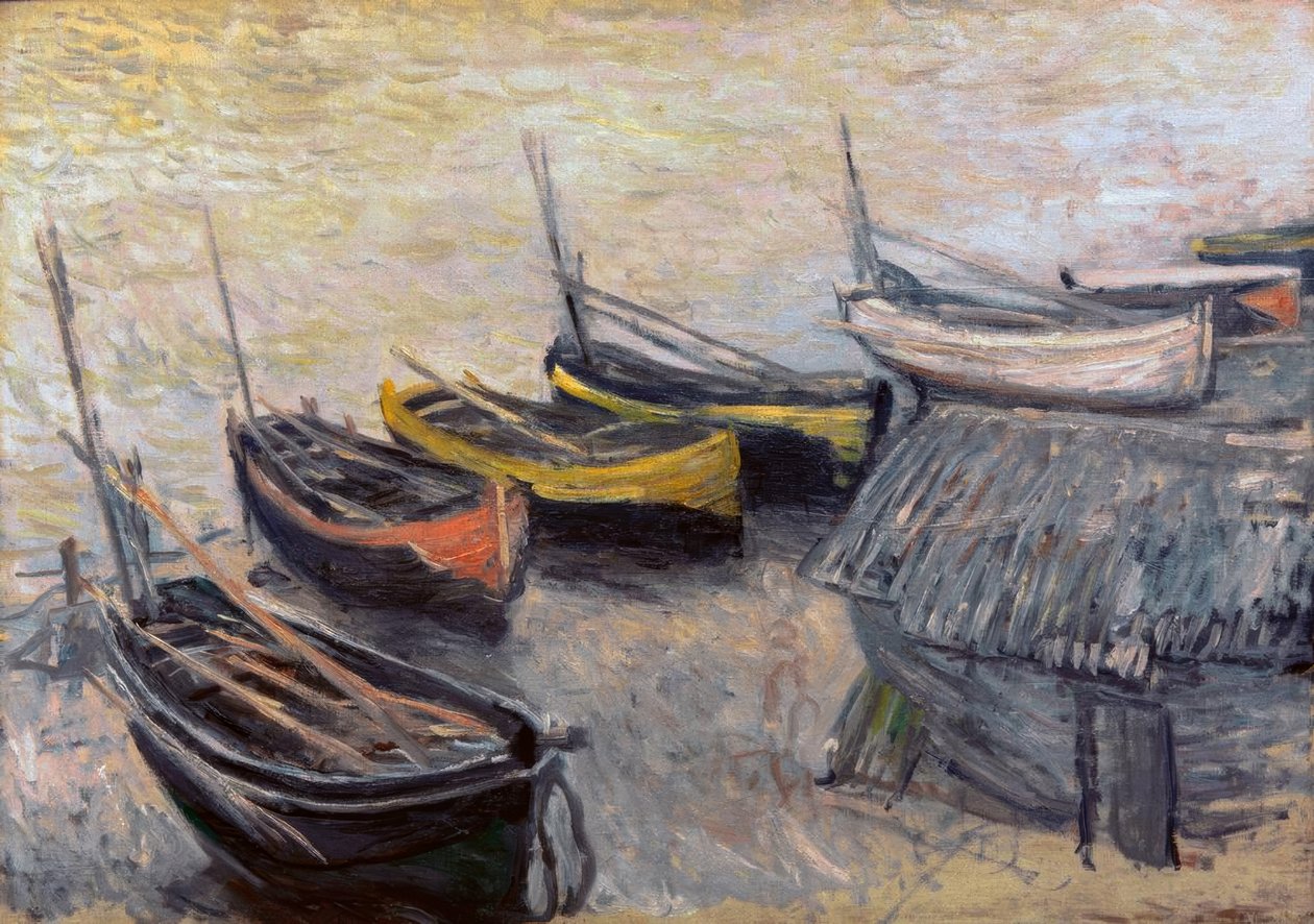 Lodě na pláži od Claude Monet