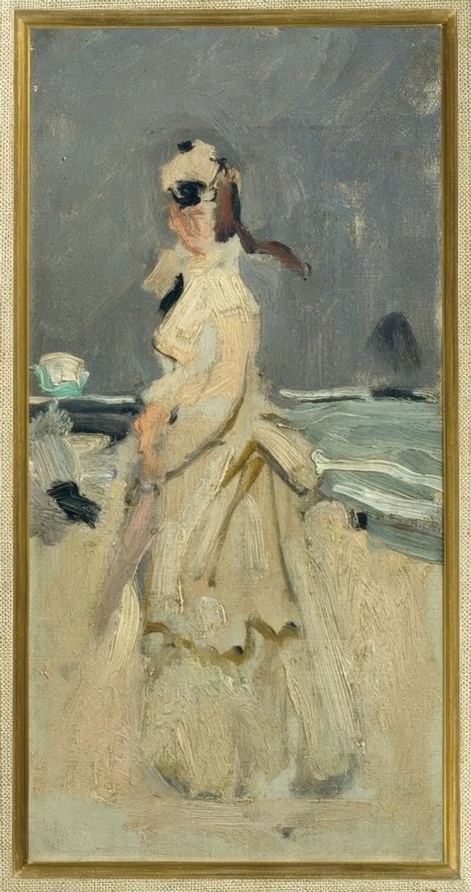 Camille na pláži od Claude Monet
