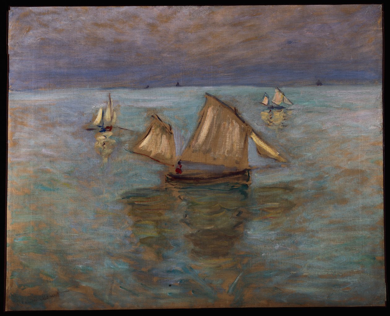 Rybářské lodě v Pourville, 1882 od Claude Monet