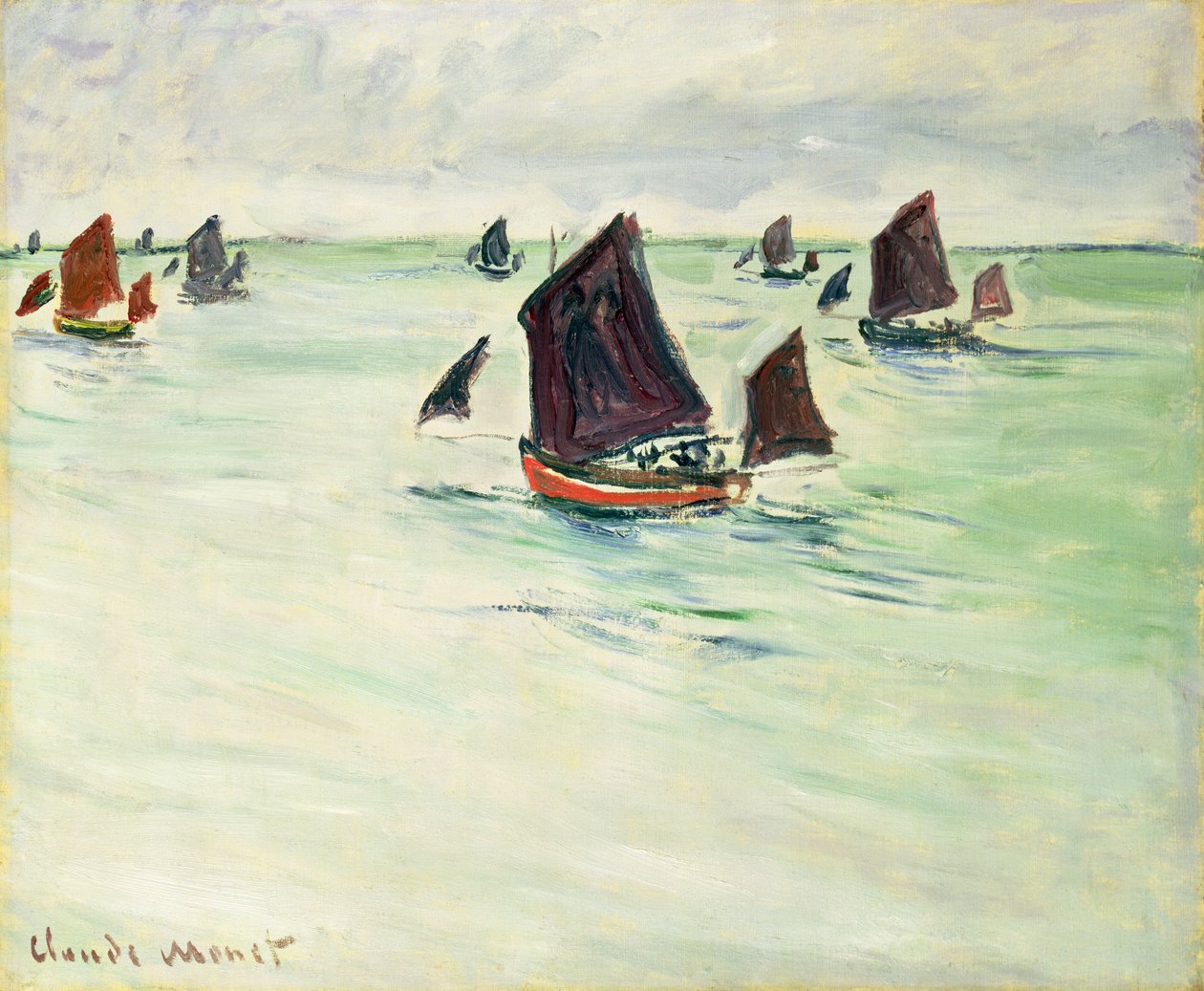 Rybářské lodě ve velkém Pourville, 1882 od Claude Monet