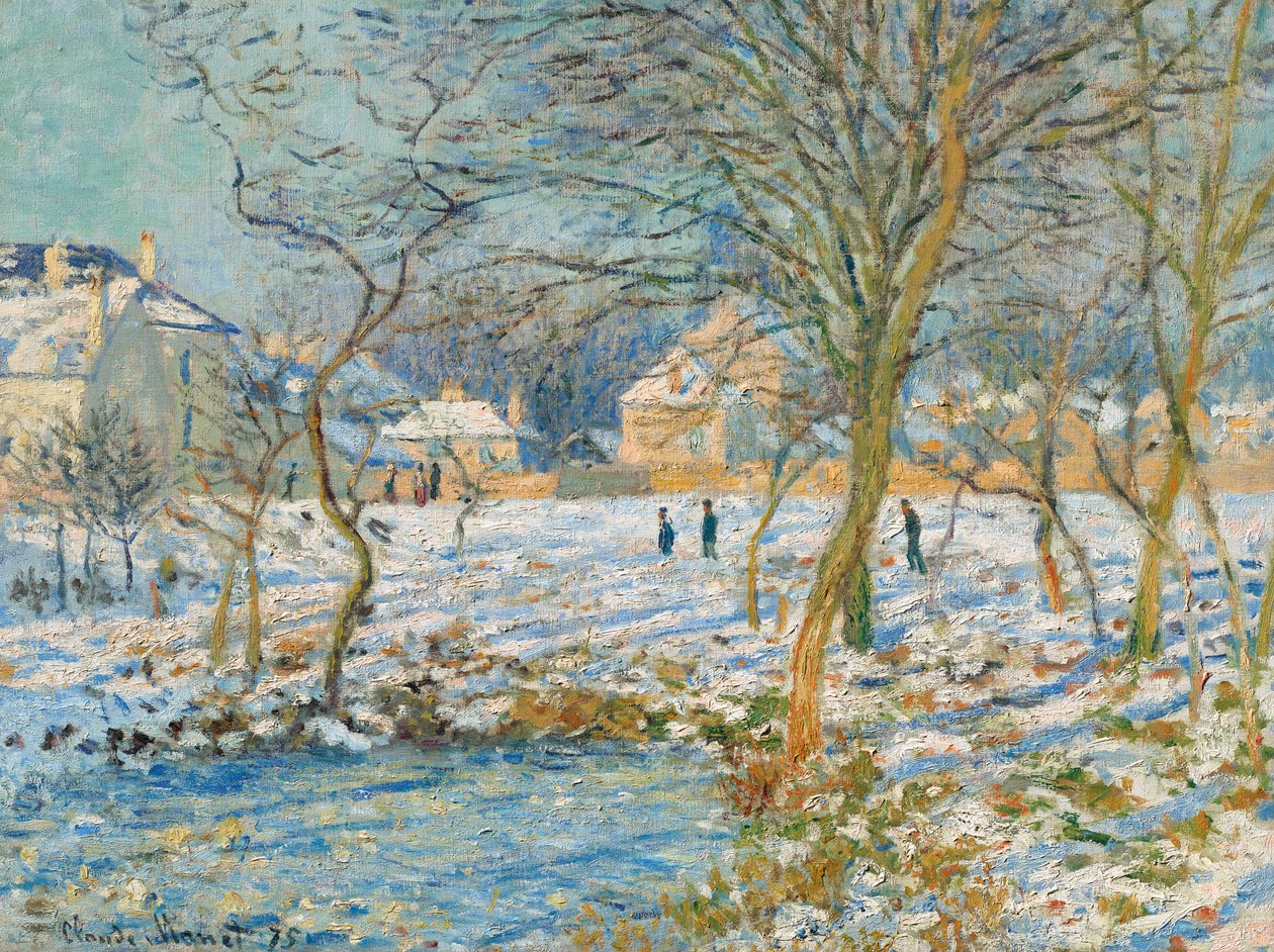 Rybník, sněhový efekt od Claude Monet