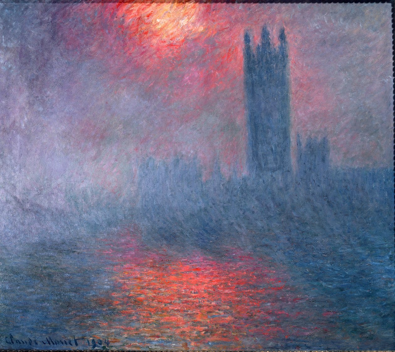 Londýn, parlament, slunce v mlze od Claude Monet