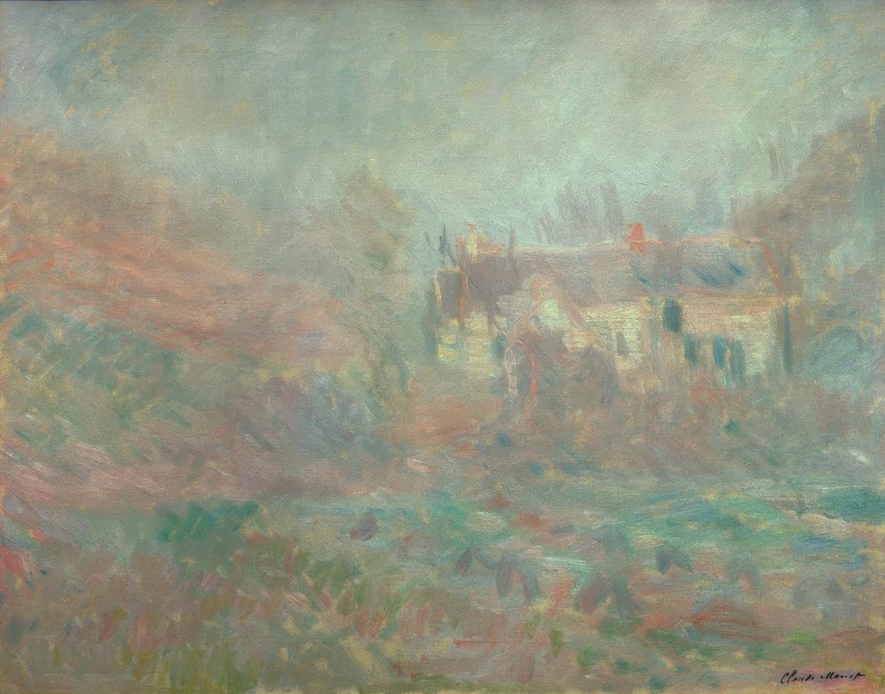Domy ve Falaise, mlha od Claude Monet