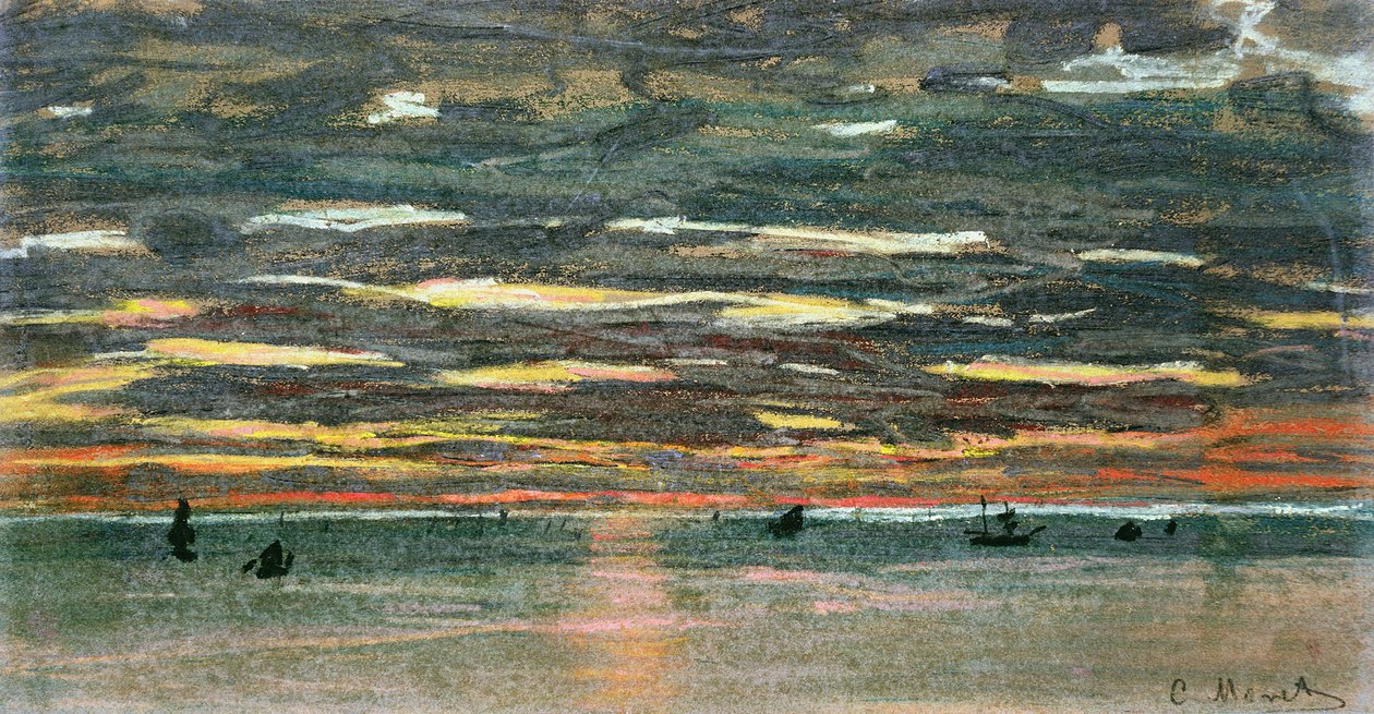 Západ slunce nad mořem od Claude Monet