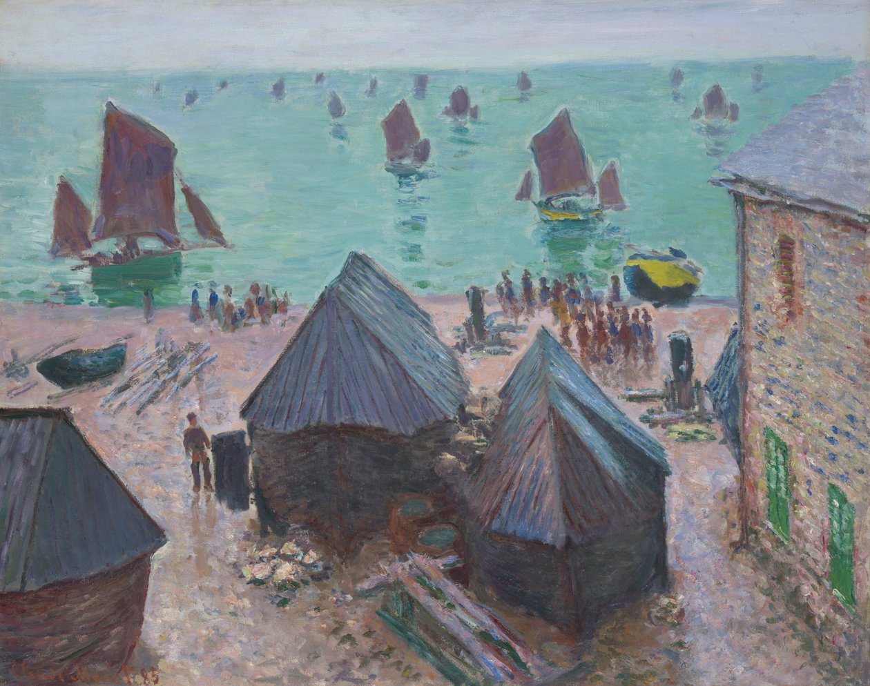 Odjezd lodí, Étretat od Claude Monet
