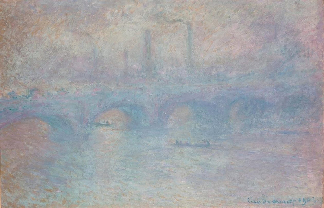 Most Waterloo. Efekt mlhy od Claude Monet