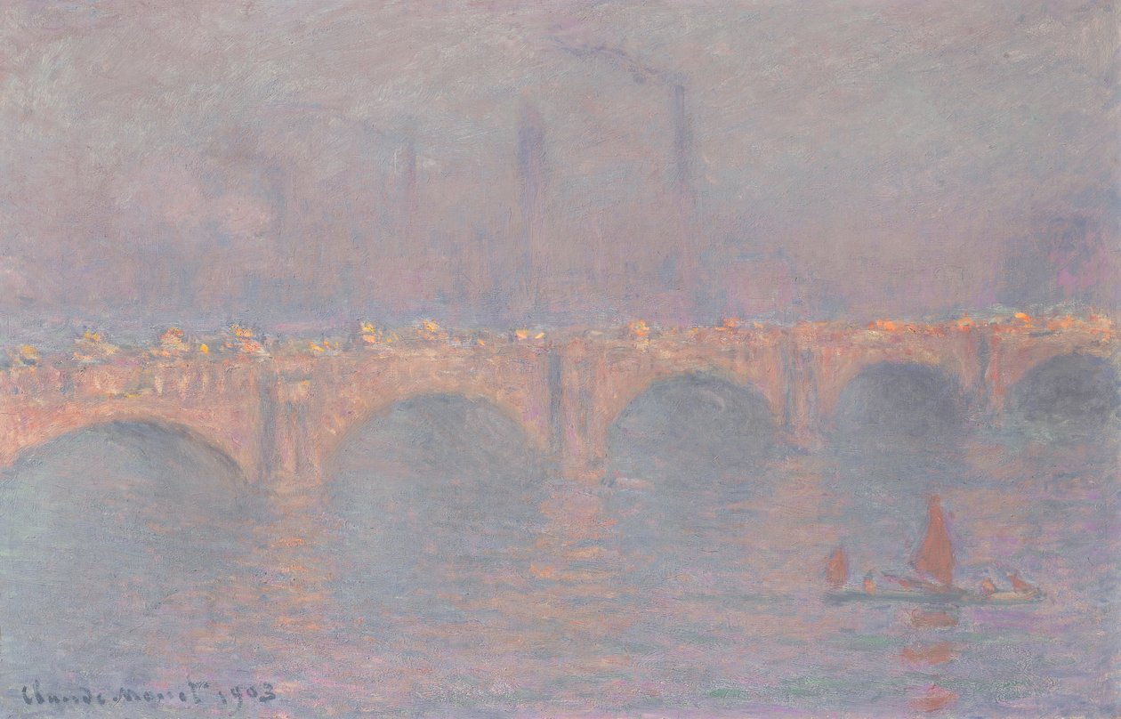 Most Waterloo, zahalené slunce od Claude Monet