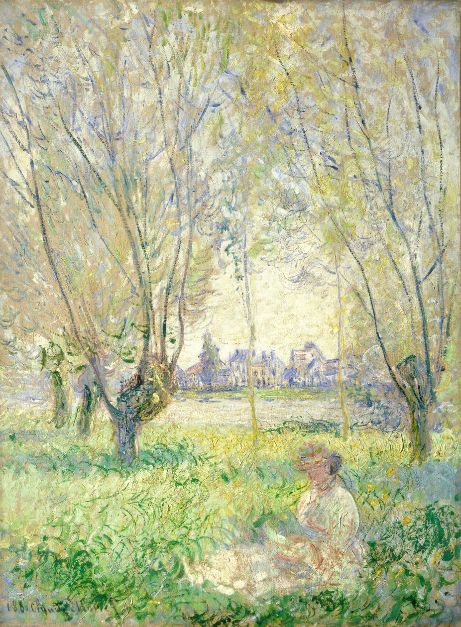 Žena sedící pod vrbami, 1880. od Claude Monet