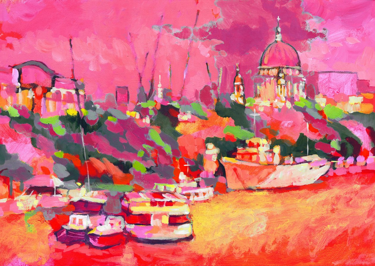 St Pauls Colour, 2007 (akryl na palubě) od Clive Metcalfe
