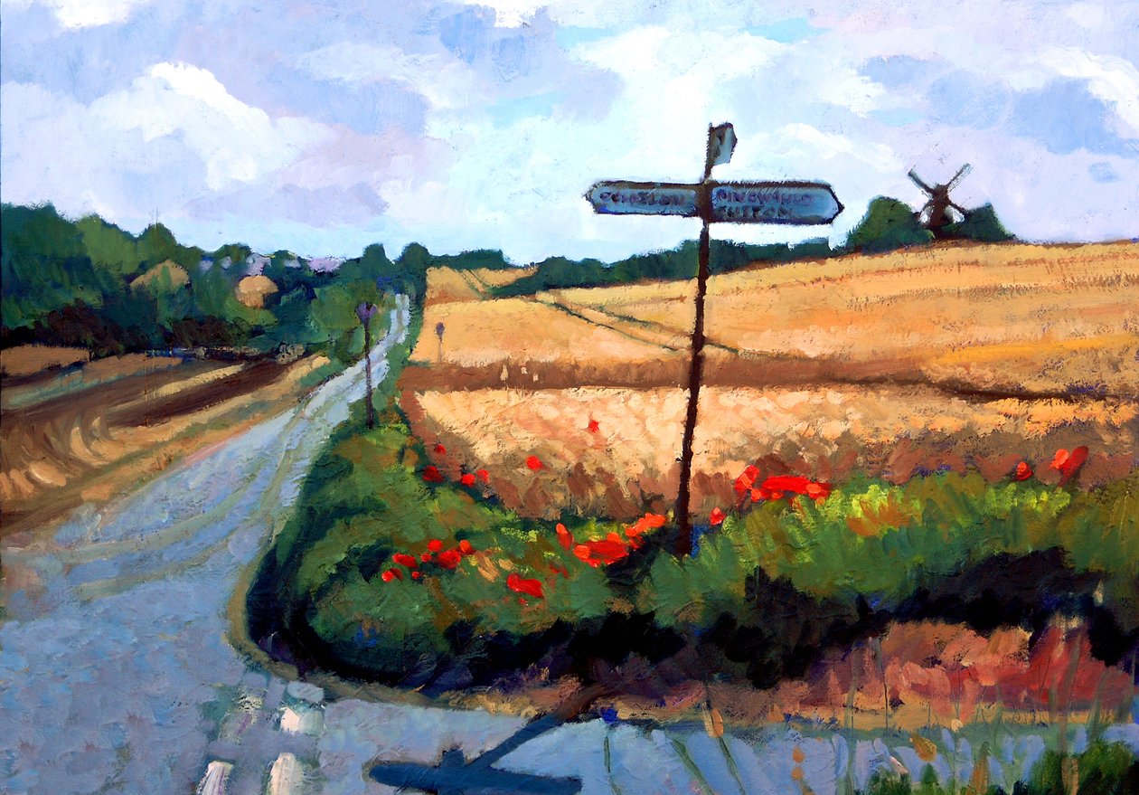 Větrný mlýn, 2007 (akryl na palubě) od Clive Metcalfe