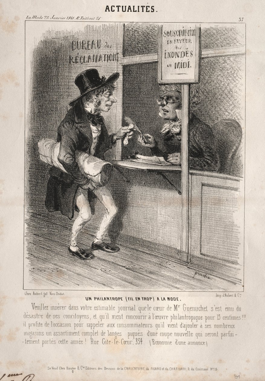 Novinky: Módní filantrop, 1841. od Clémente Pruche