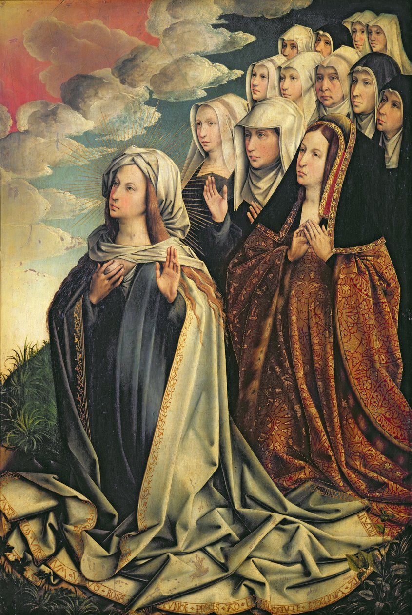 Marie Prostřednice s Joannou Šílenou (1479-1555) a jejím doprovodem, pravý panel z oltářního obrazu (viz také 223222) od Colijn de Coter
