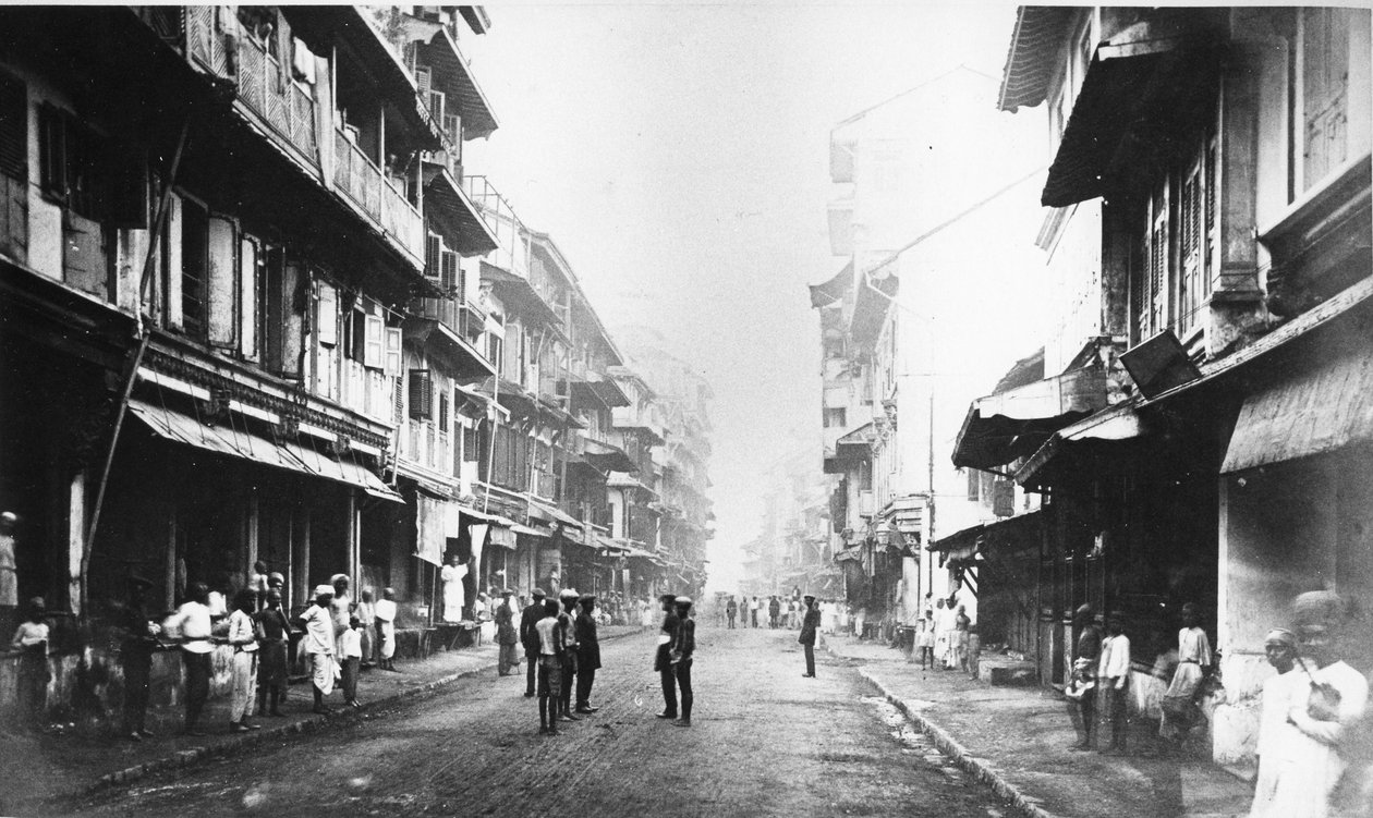 Ulice Borah Bazaar, Bombaj, cca 70. léta 19. století od Colin Roderick Murray