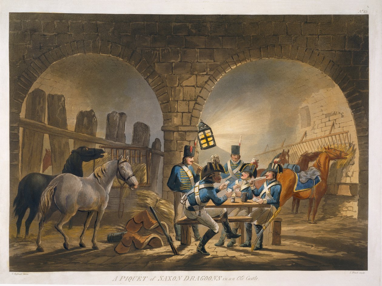 Piquet of Saxon Dragoons in a Old Castle, from 