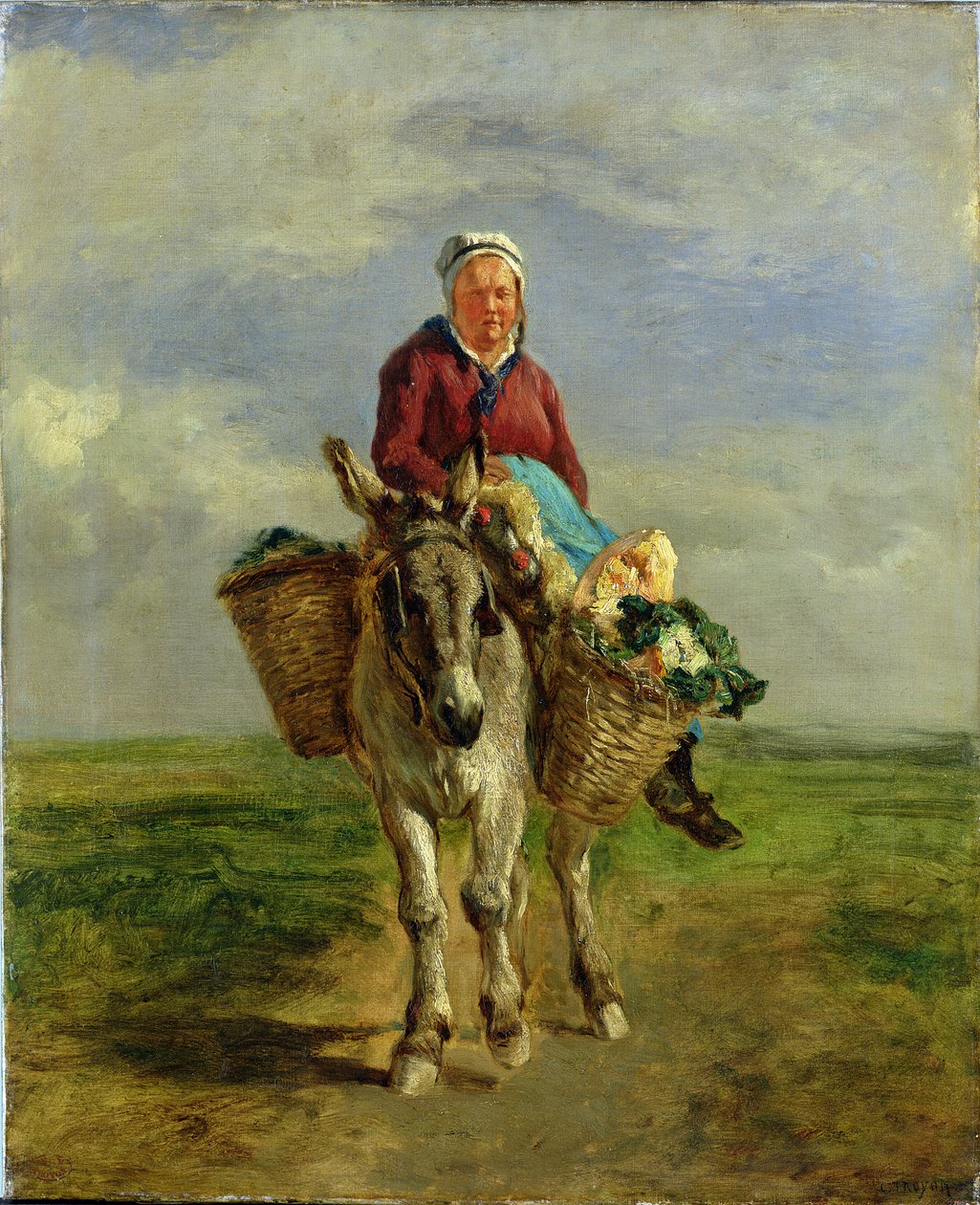 Venkovská žena na oslu od Constant Emile Troyon