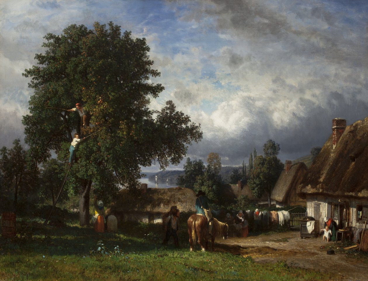 Sklizeň jablek v Normandii, 1835-65 od Constant Emile Troyon