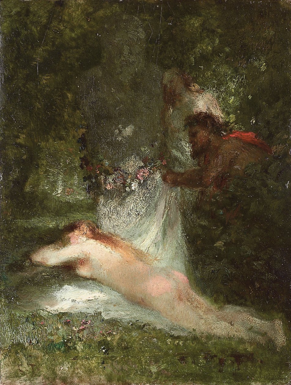 Spánek nymfy od Constant Emile Troyon