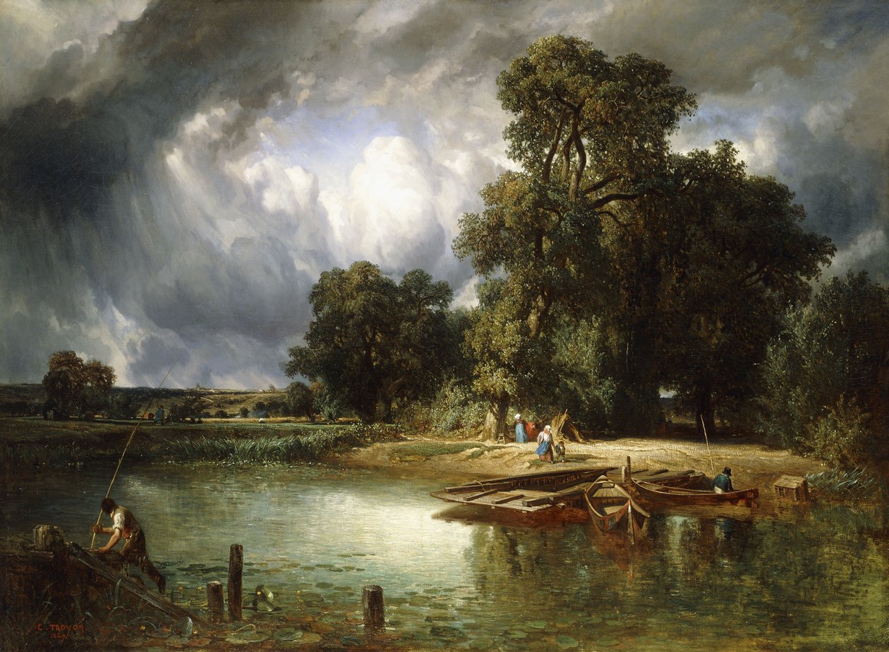 Přejezd trajektem, 1849 od Constant Emile Troyon