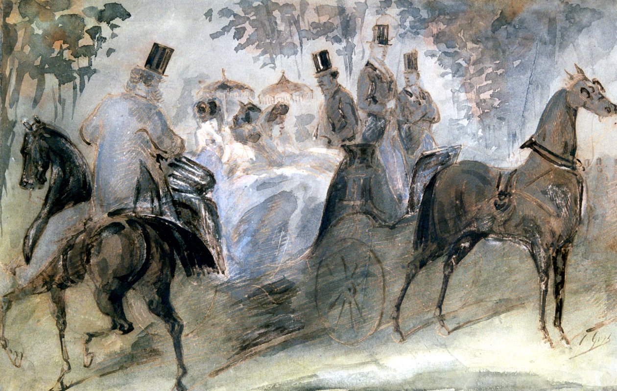 Elegantní kůň a jezdci, c1822-1892 od Constantin Guys