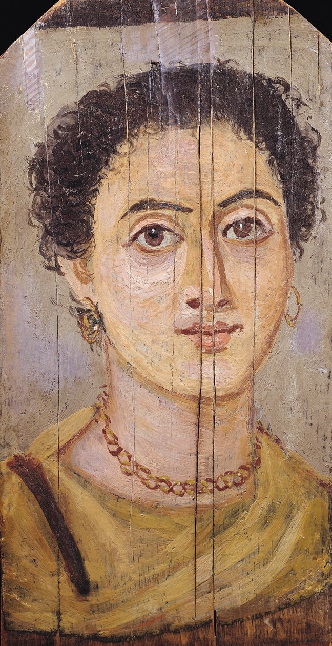 Fayumský portrét ženy (enkaustický vosk na dřevě) od Coptic