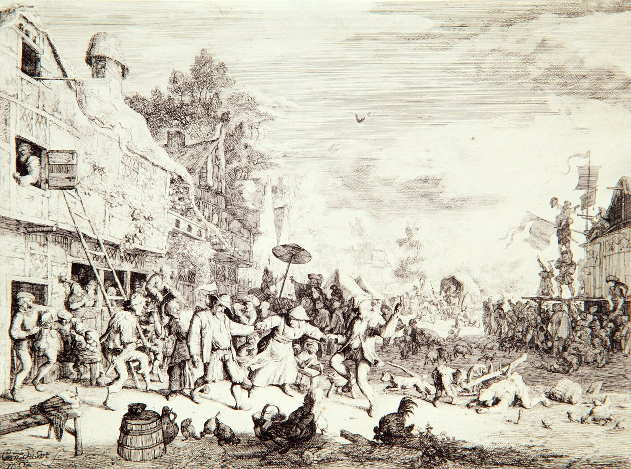Vesnický jarmark, 1685 od Cornelis Dusart