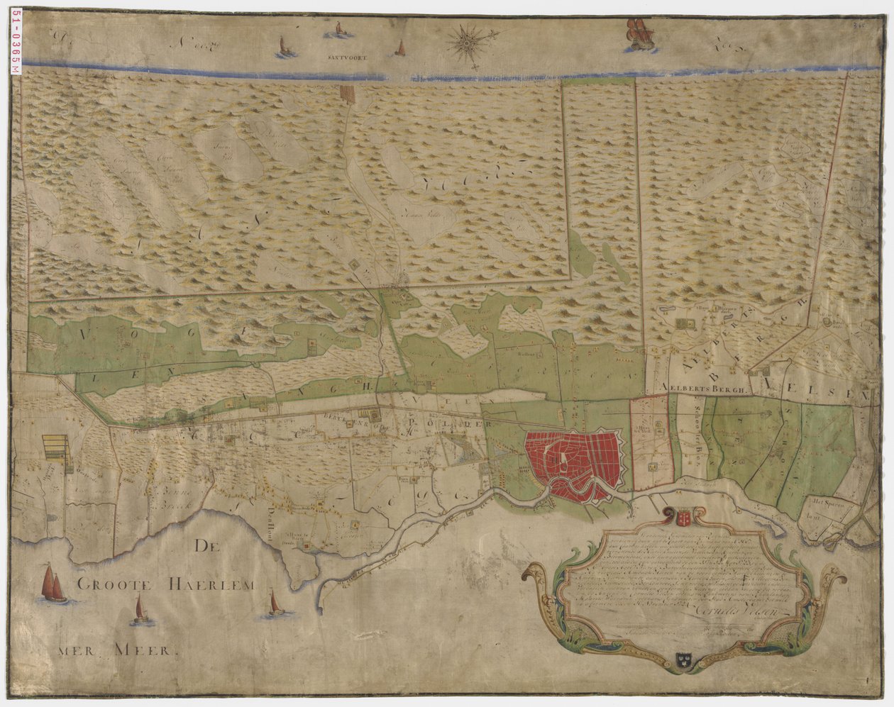 Mapa Haarlemu a okolí od Cornelis Velsen