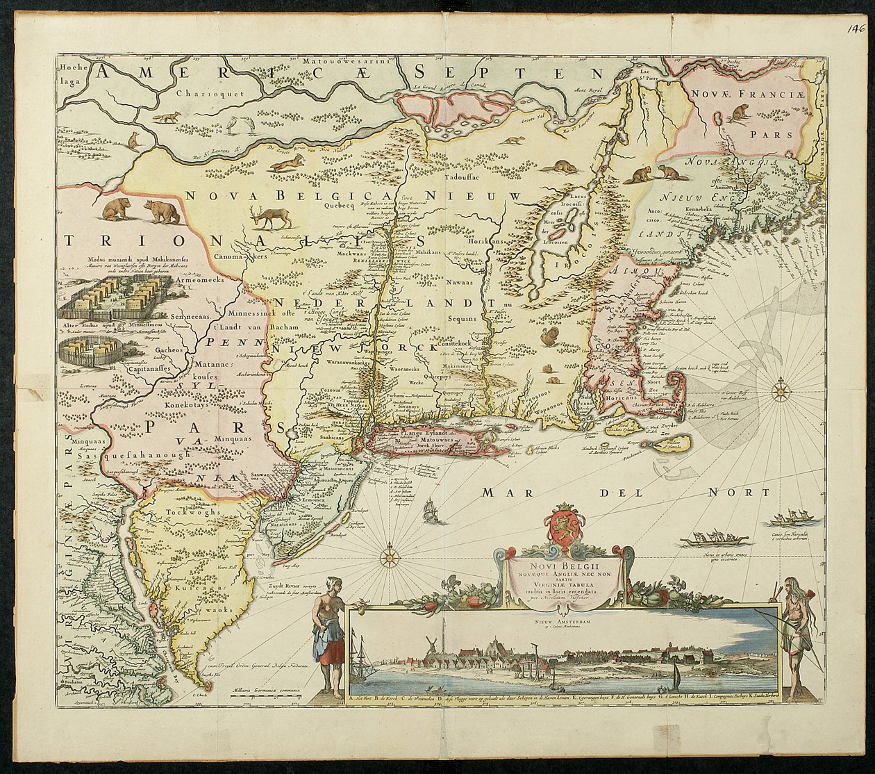 Novi Belgii, 1651 (barevná litografie) od Cornelis Visscher