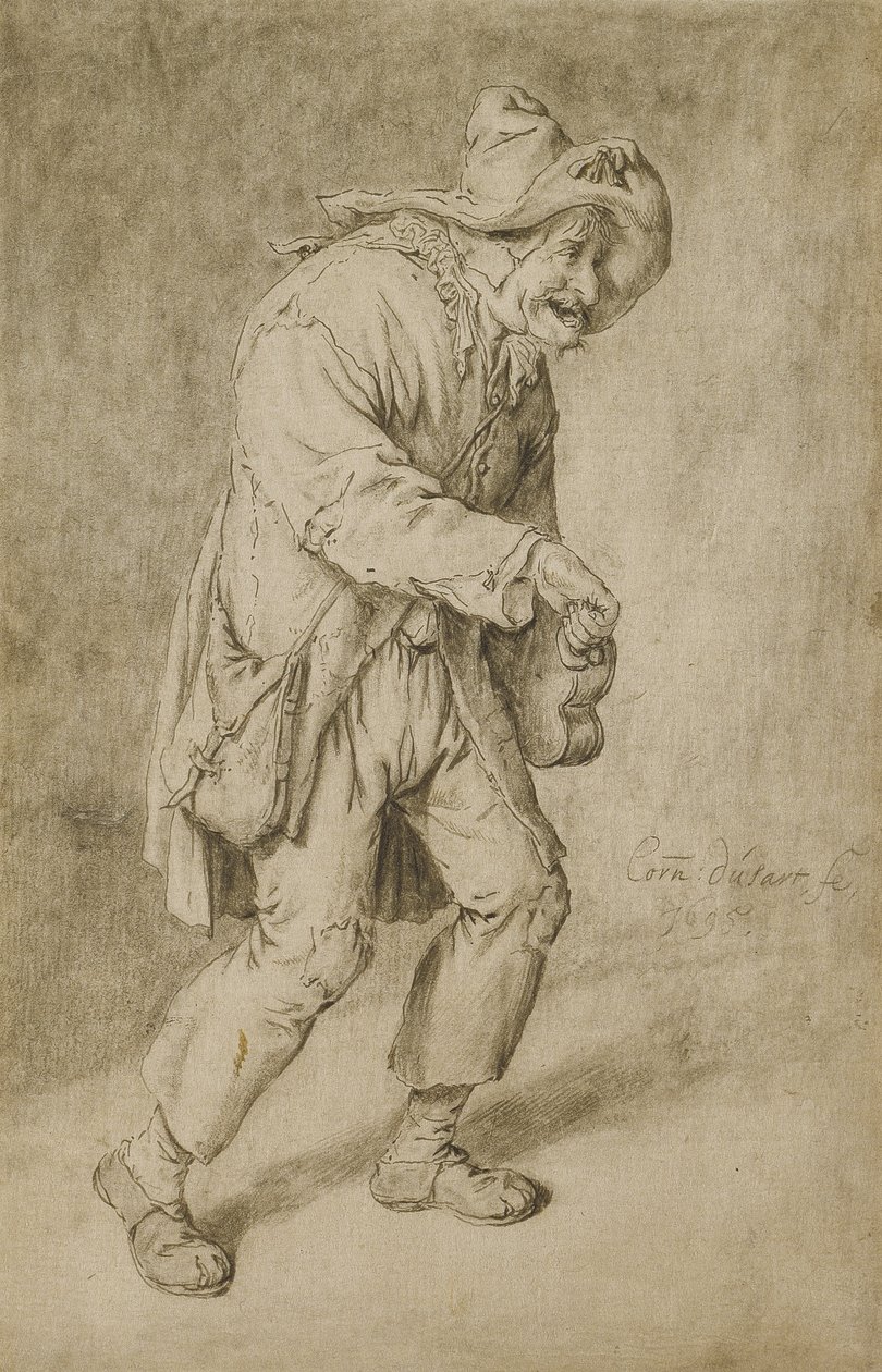 Hráč Hurdy-Gurdy, 1695 od Cornelis Dusart