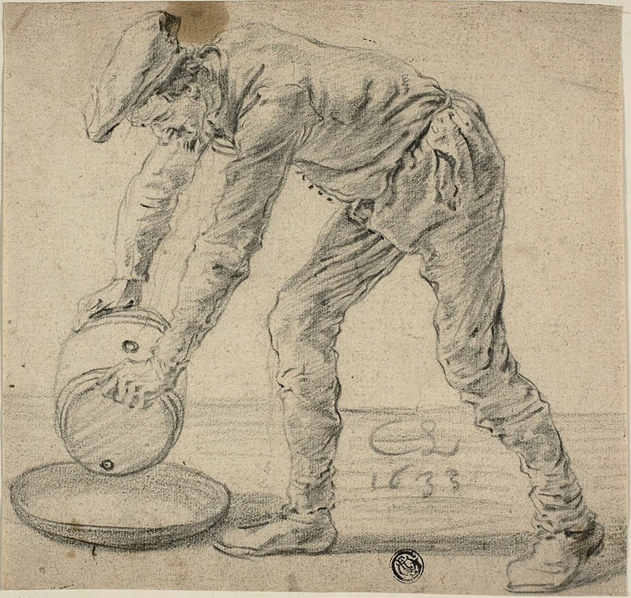 Muž se soudkem od Cornelis Saftleven