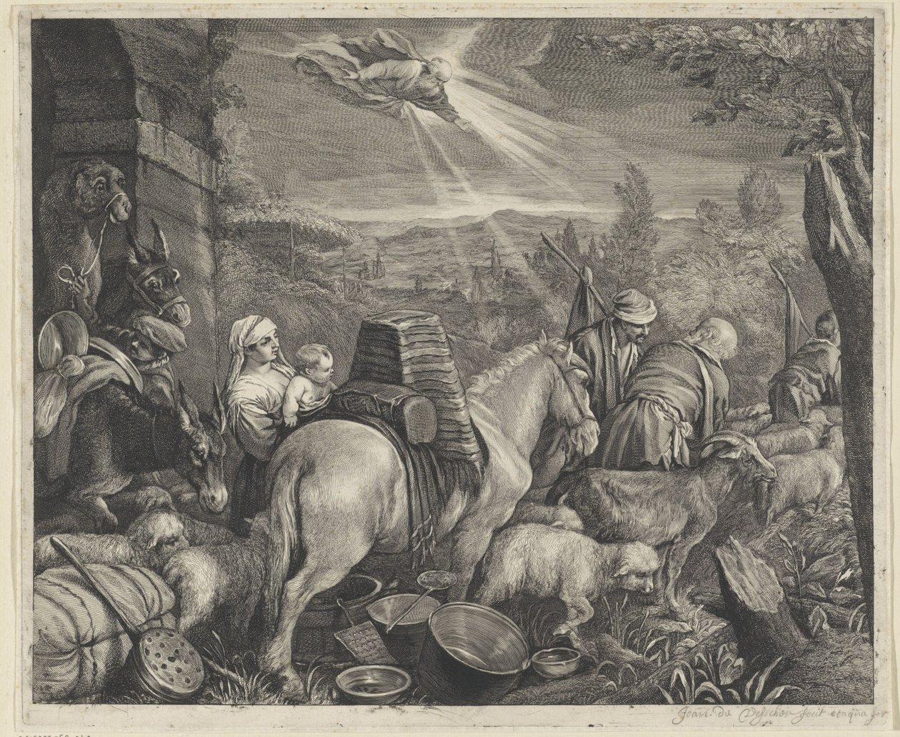 Abraham opouští Háran od Cornelis Visscher (II)
