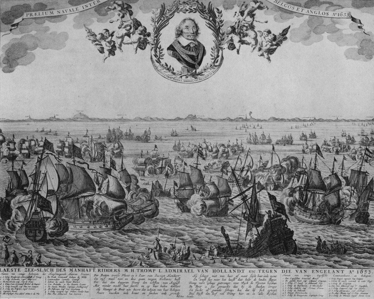 Bitva u Scheveningenu, c1653 od Cornelis Visscher