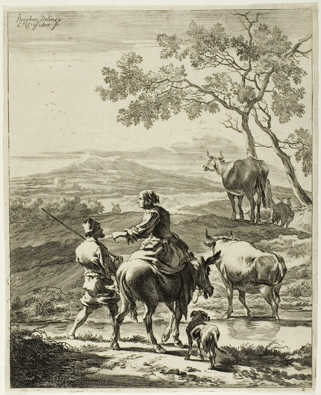 Žena na oslu od Cornelis Visscher