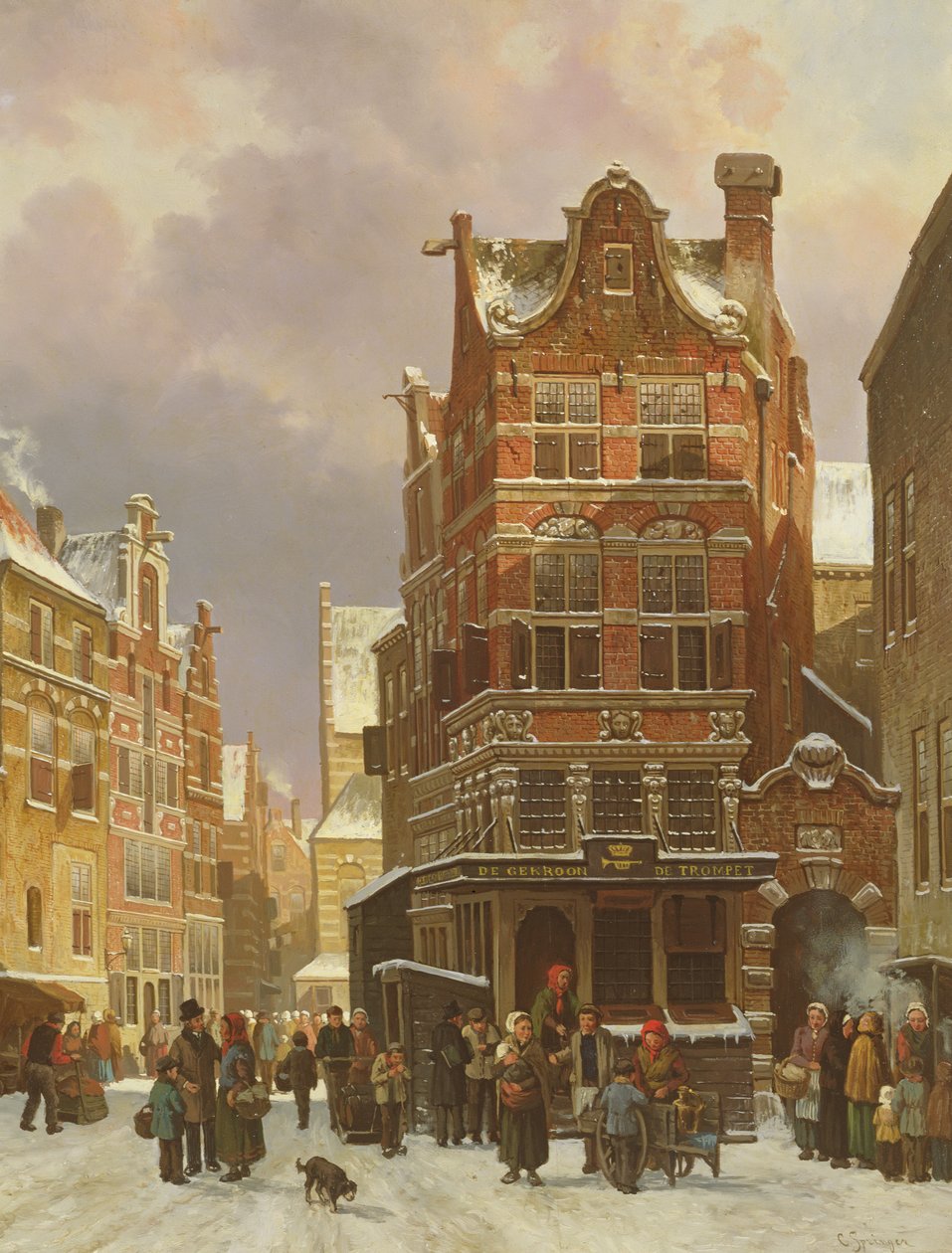 Belgická pouliční scéna, 19. století od Cornelis Springer