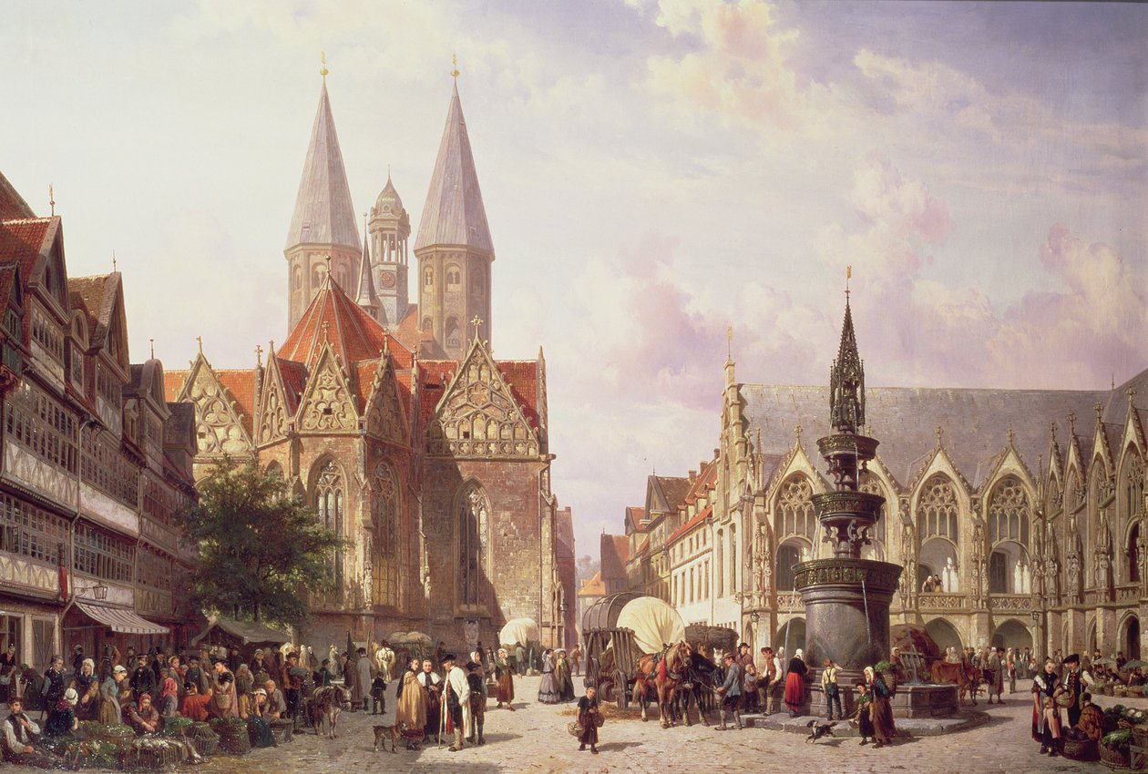 Trhová scéna v Braunschweigu od Cornelis Springer