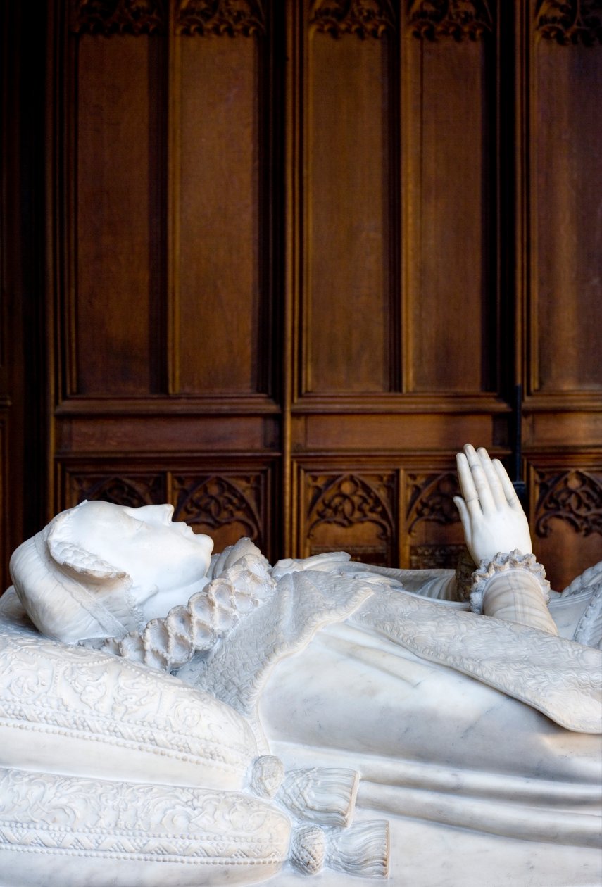 Hrobka Marie královny Skotské, jižní ostrůvek kaple Lady Chapel, asi 1612-13 (mramor) od Cornelius and Cure, William Cure