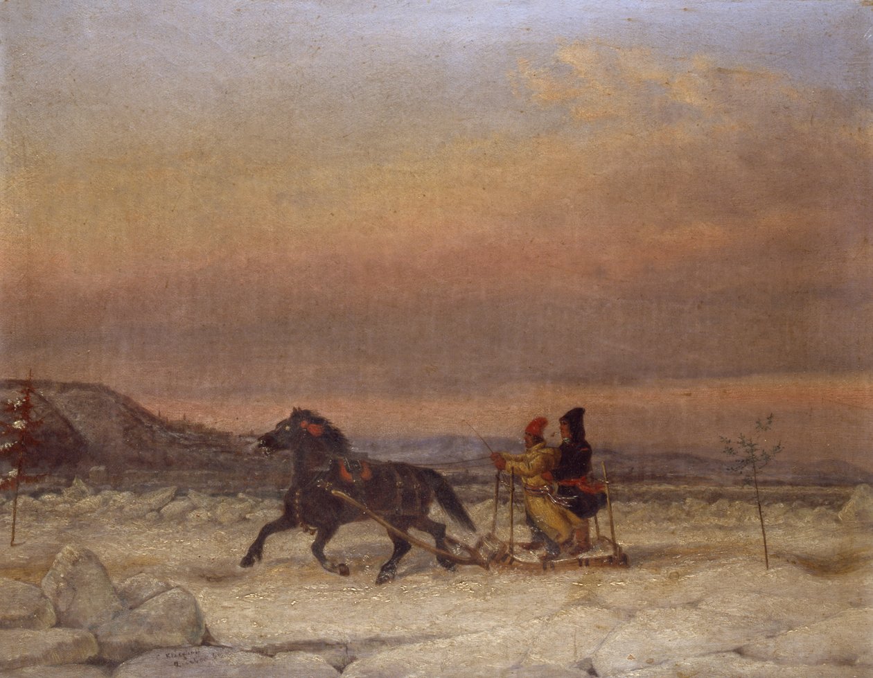 Sáňky ve sněhu od Cornelius Krieghoff