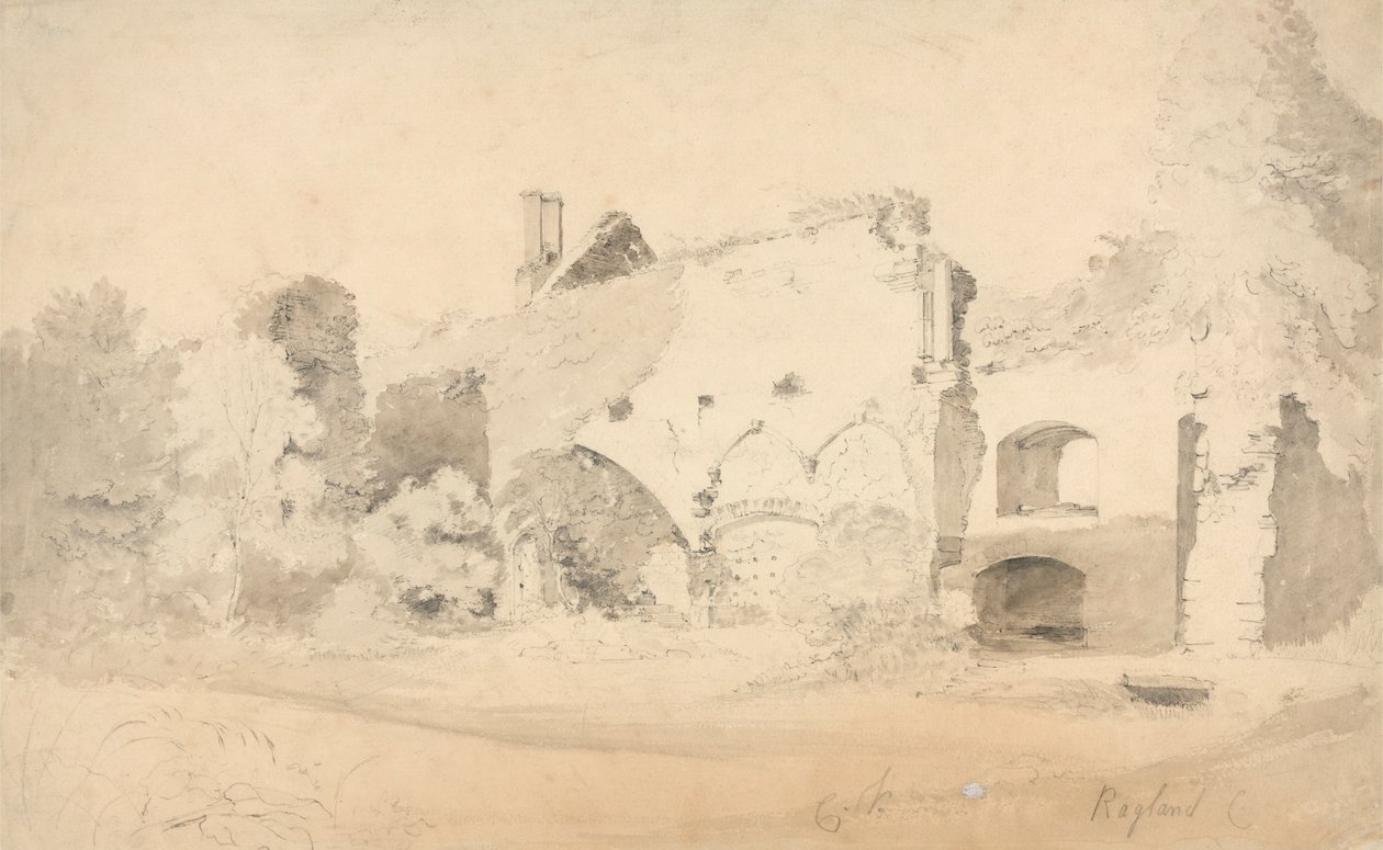 Hrad Raglan od Cornelius Varley