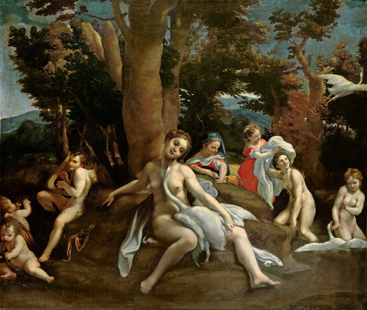 Leda a labuť od Antonio da Correggio