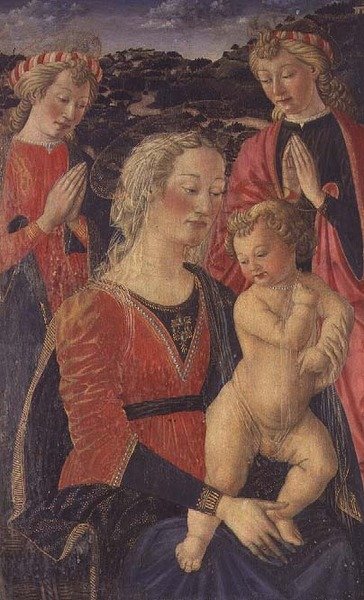 Madonna a dítě se dvěma anděly od Cosimo Rosselli