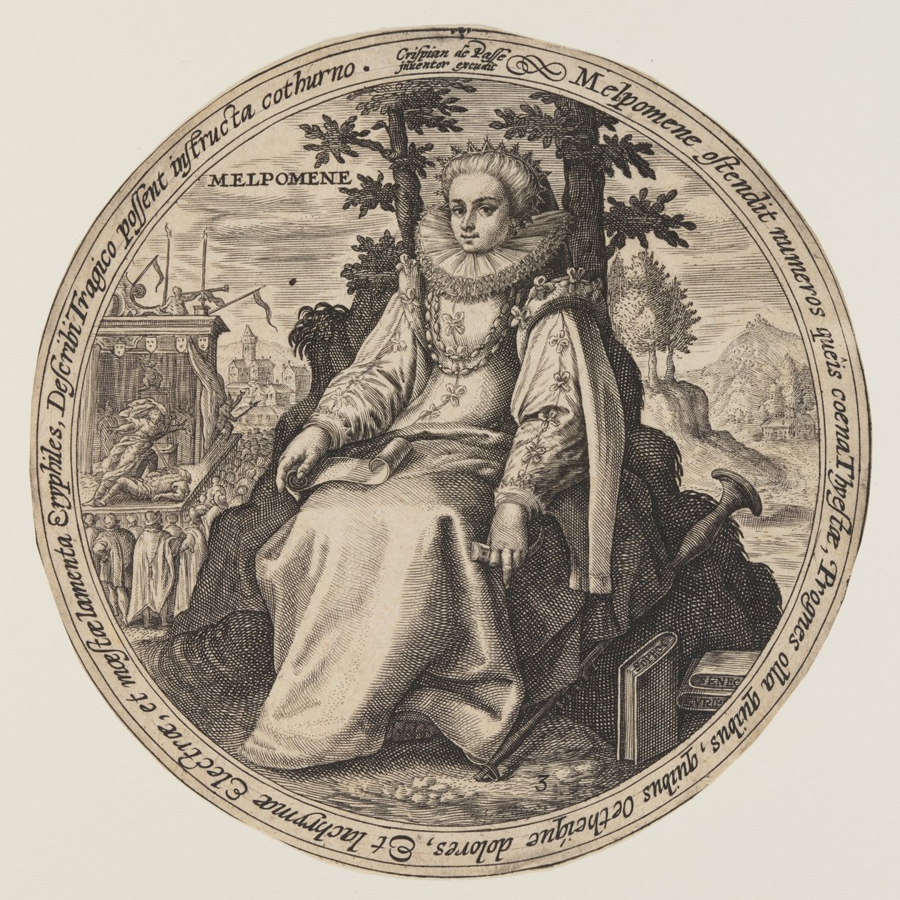 Melpomene, z knihy Múzy od Crispijn van de Passe I