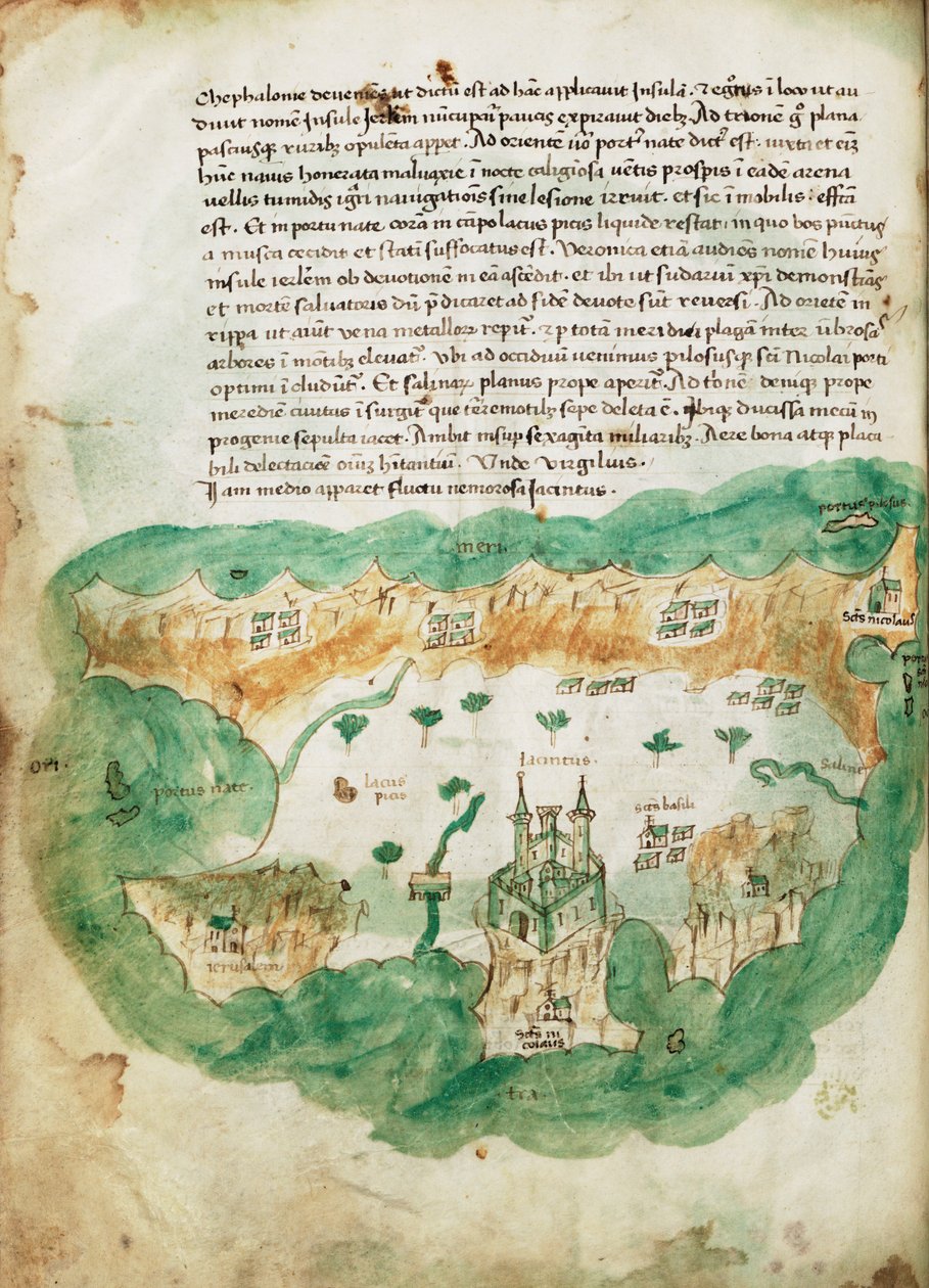 Mapa Zakinthosu, asi 1420 (pergamen) od Cristoforo Buondelmonti